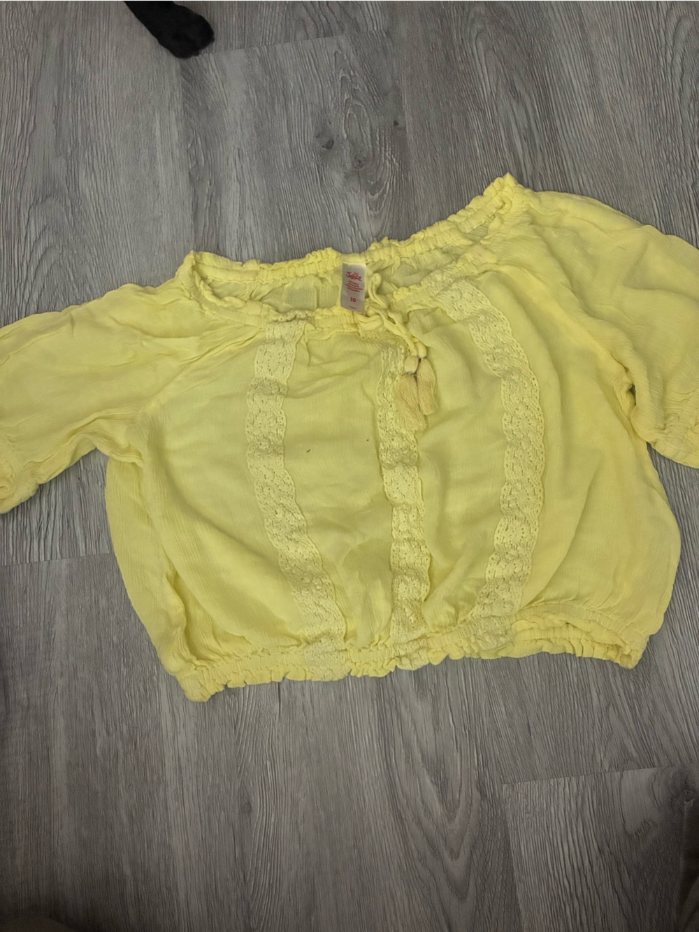Justice Pale Yellow Smocked Off-Shoulder Top